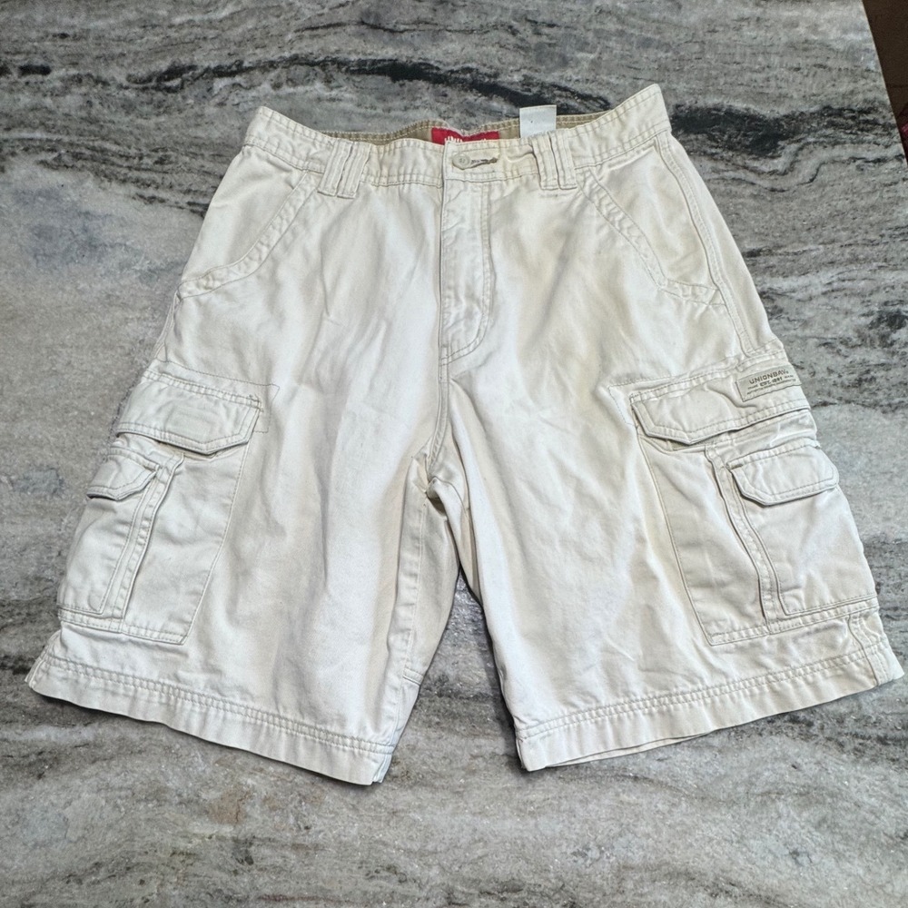 Unionbay Cargo Shorts Mens 32 Cotton Utility Multi Pocket Beige Khaki Hiking